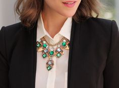 Statement necklace with work outfit